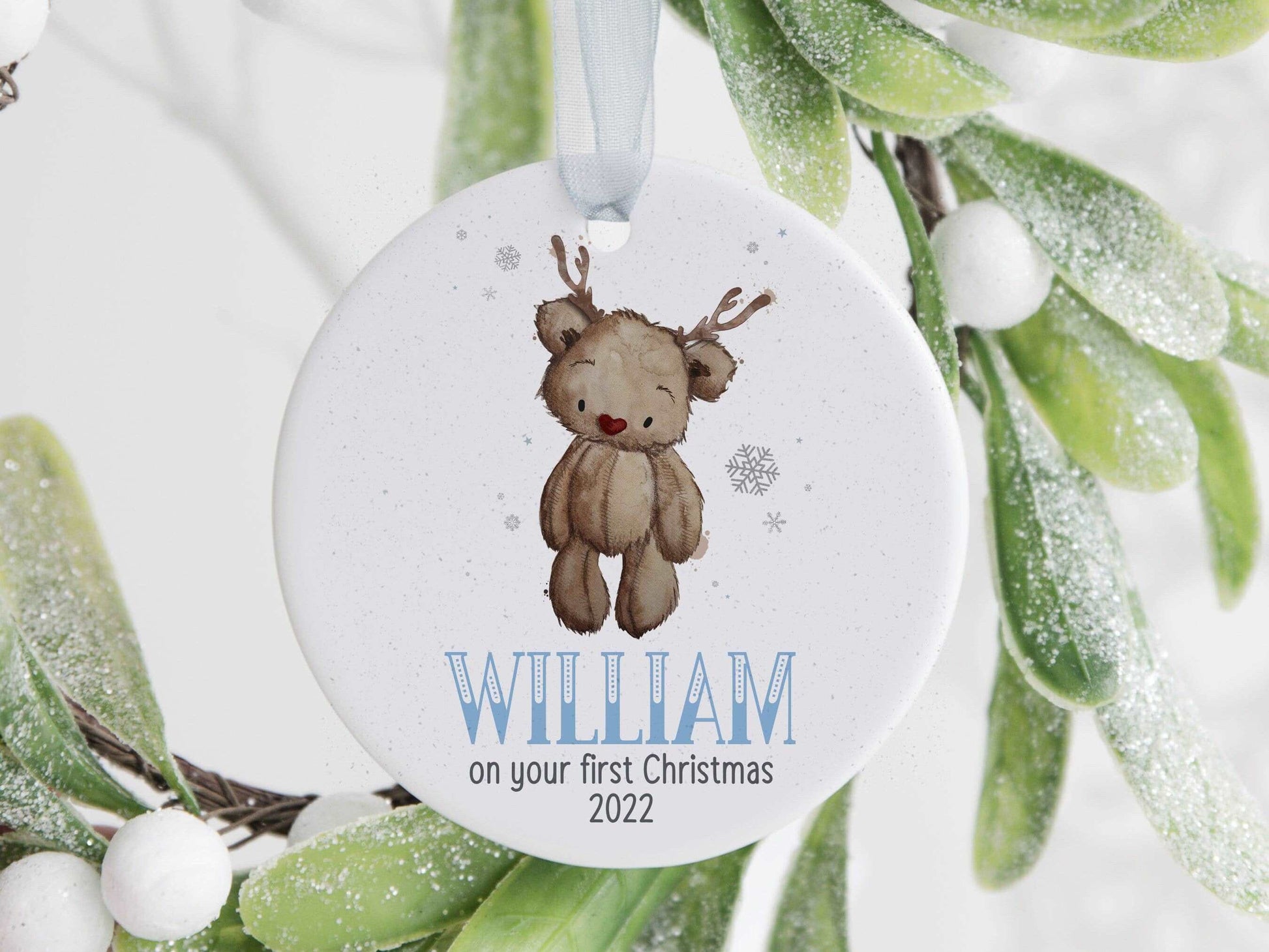 Personalised first Christmas bear ornament