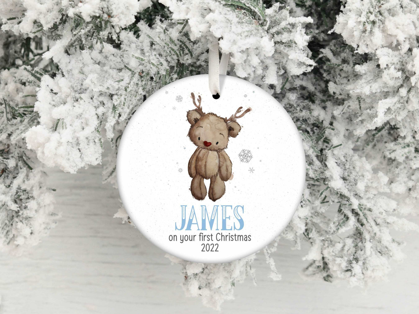 Personalised first Christmas bear ornament