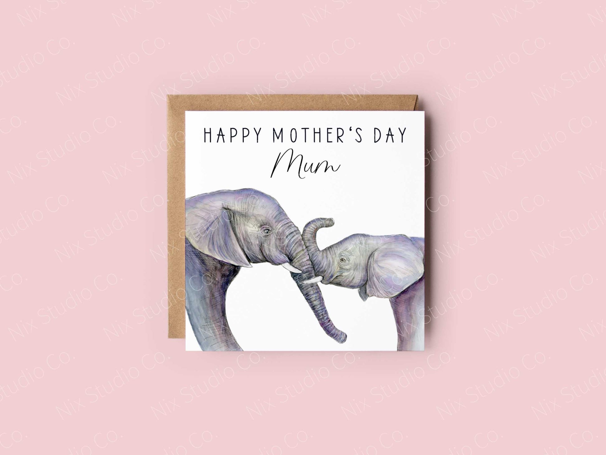 mum and baby elephant mothers day card