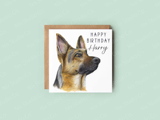 personalised german shepherd birthday card